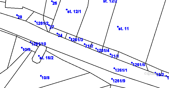 Parcela st. 21/2 v KÚ Jemnice u Tisové, Katastrální mapa