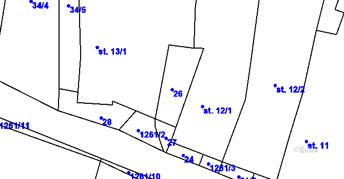 Parcela st. 26 v KÚ Jemnice u Tisové, Katastrální mapa