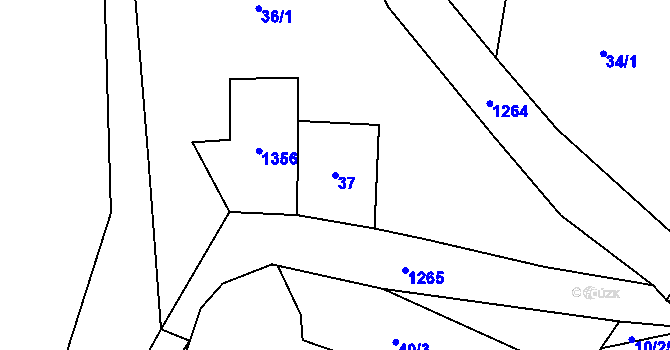 Parcela st. 37 v KÚ Jemnice u Tisové, Katastrální mapa