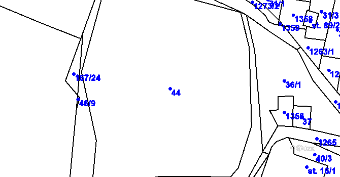 Parcela st. 44 v KÚ Jemnice u Tisové, Katastrální mapa