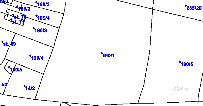 Parcela st. 190/1 v KÚ Jemnice u Tisové, Katastrální mapa
