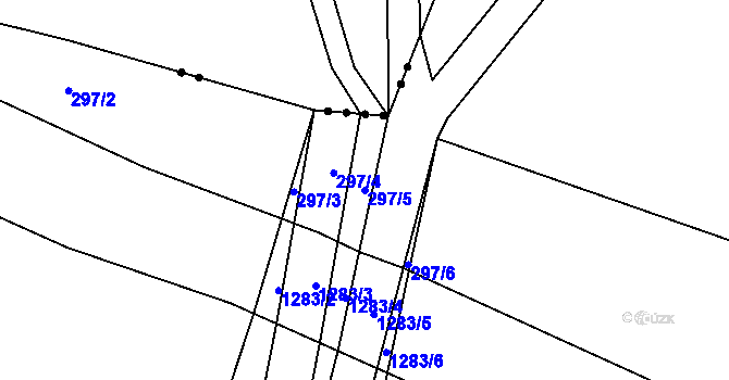 Parcela st. 297/5 v KÚ Jemnice u Tisové, Katastrální mapa