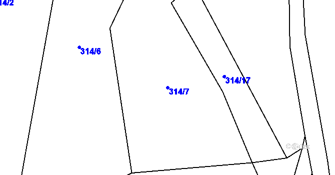 Parcela st. 314/7 v KÚ Jemnice u Tisové, Katastrální mapa