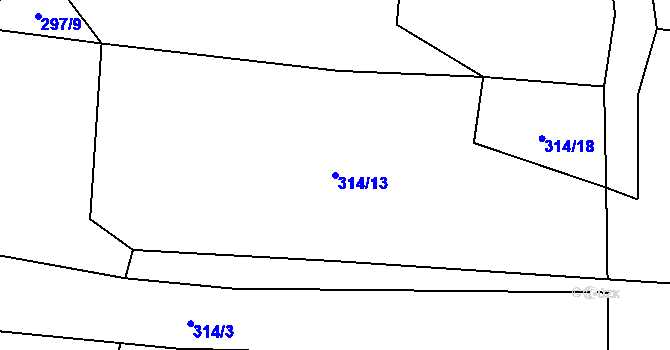Parcela st. 314/13 v KÚ Jemnice u Tisové, Katastrální mapa