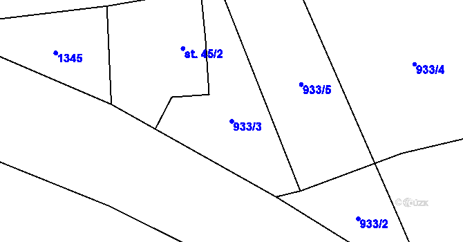 Parcela st. 933/3 v KÚ Jemnice u Tisové, Katastrální mapa