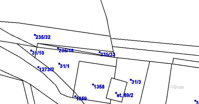 Parcela st. 235/33 v KÚ Jemnice u Tisové, Katastrální mapa