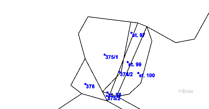 Parcela st. 375/1 v KÚ Jemnice u Tisové, Katastrální mapa