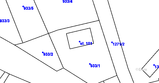 Parcela st. 101 v KÚ Jemnice u Tisové, Katastrální mapa