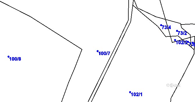 Parcela st. 100/7 v KÚ Jemnice u Tisové, Katastrální mapa