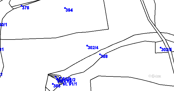 Parcela st. 302/4 v KÚ Jemnice u Tisové, Katastrální mapa