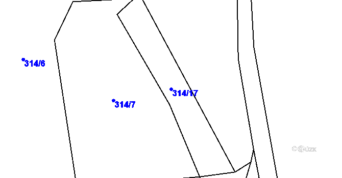Parcela st. 314/17 v KÚ Jemnice u Tisové, Katastrální mapa