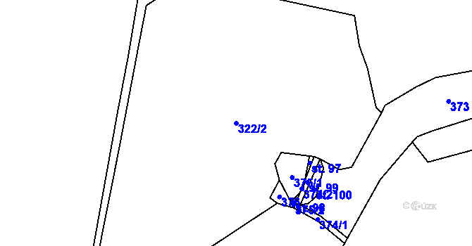 Parcela st. 322/2 v KÚ Jemnice u Tisové, Katastrální mapa