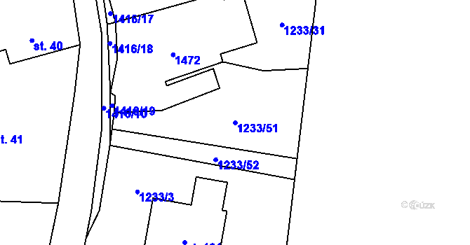 Parcela st. 1233/51 v KÚ Kumpolec, Katastrální mapa