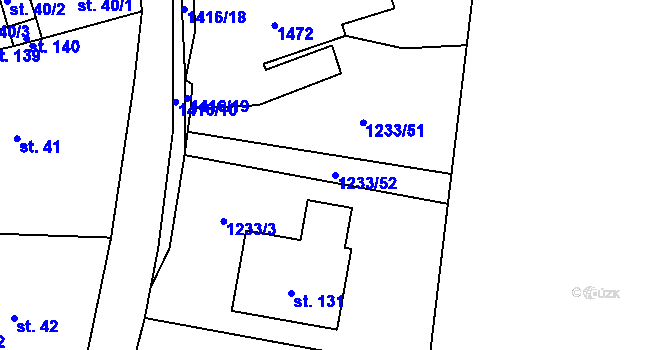 Parcela st. 1233/52 v KÚ Kumpolec, Katastrální mapa