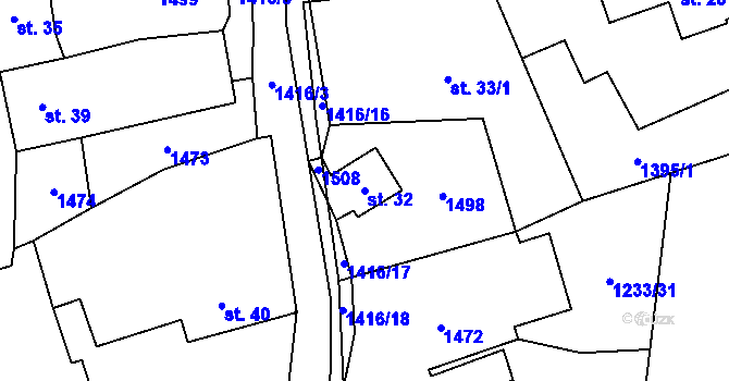 Parcela st. 32 v KÚ Kumpolec, Katastrální mapa