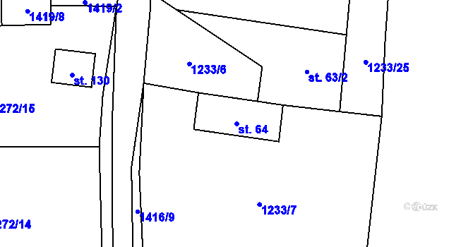 Parcela st. 64 v KÚ Kumpolec, Katastrální mapa