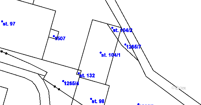 Parcela st. 104/1 v KÚ Kumpolec, Katastrální mapa
