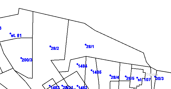 Parcela st. 28/1 v KÚ Kumpolec, Katastrální mapa