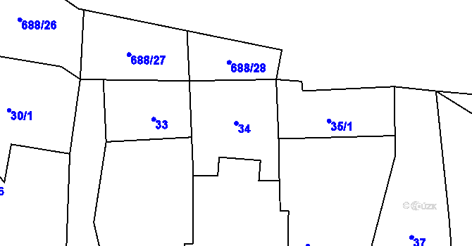 Parcela st. 34 v KÚ Kumpolec, Katastrální mapa