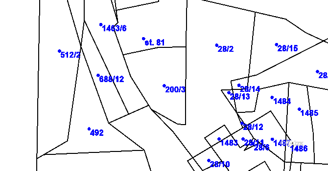Parcela st. 200/3 v KÚ Kumpolec, Katastrální mapa