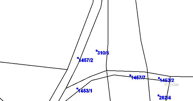 Parcela st. 310/5 v KÚ Kumpolec, Katastrální mapa