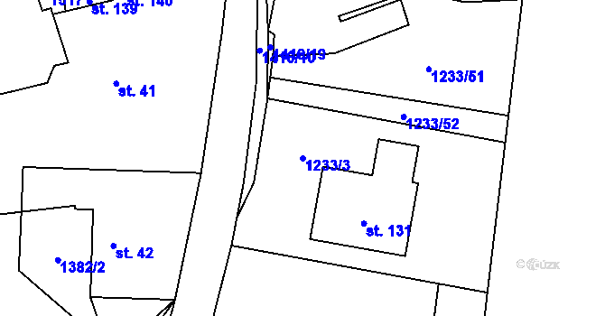 Parcela st. 1233/3 v KÚ Kumpolec, Katastrální mapa