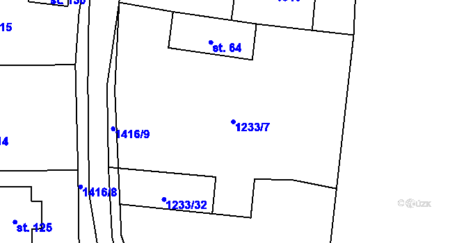 Parcela st. 1233/7 v KÚ Kumpolec, Katastrální mapa
