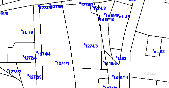 Parcela st. 1274/3 v KÚ Kumpolec, Katastrální mapa