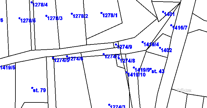 Parcela st. 1274/7 v KÚ Kumpolec, Katastrální mapa