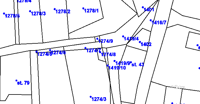 Parcela st. 1274/8 v KÚ Kumpolec, Katastrální mapa