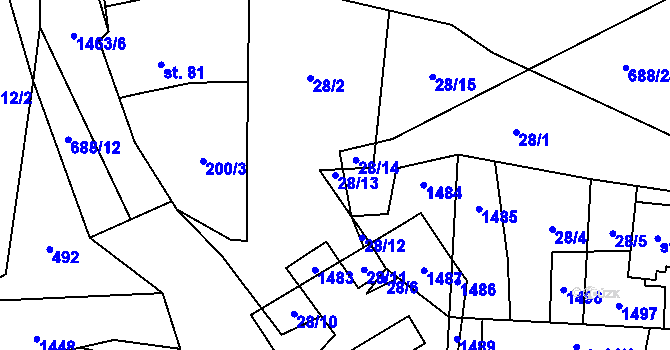 Parcela st. 28/13 v KÚ Kumpolec, Katastrální mapa