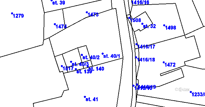 Parcela st. 40/1 v KÚ Kumpolec, Katastrální mapa