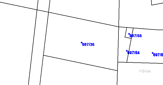 Parcela st. 697/36 v KÚ Tisová u Tachova, Katastrální mapa