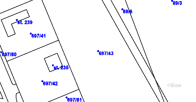 Parcela st. 697/43 v KÚ Tisová u Tachova, Katastrální mapa