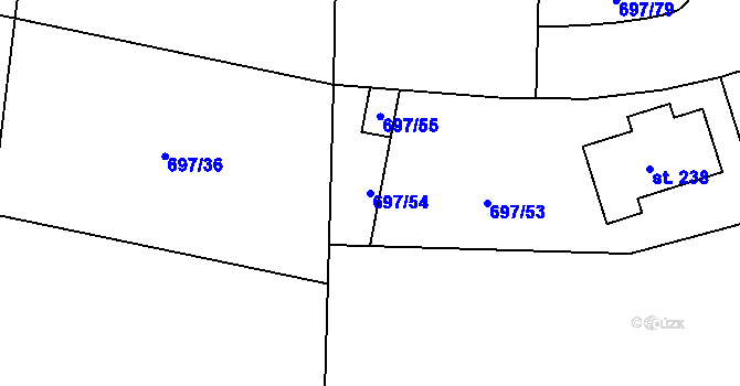 Parcela st. 697/54 v KÚ Tisová u Tachova, Katastrální mapa