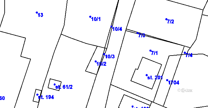 Parcela st. 10/3 v KÚ Tisová u Tachova, Katastrální mapa