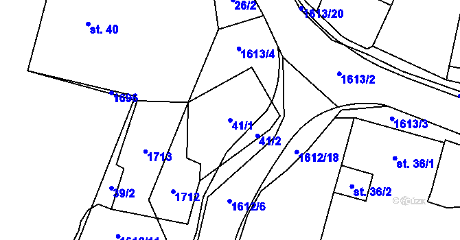 Parcela st. 41/1 v KÚ Tisová u Tachova, Katastrální mapa