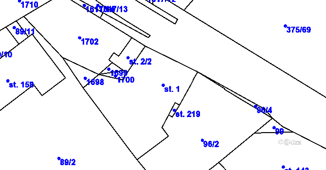 Parcela st. 1 v KÚ Tisová u Tachova, Katastrální mapa