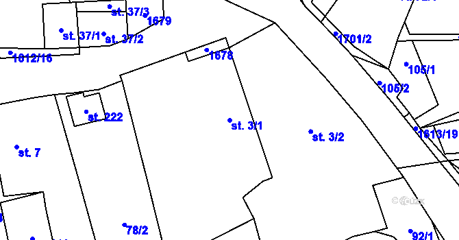 Parcela st. 3/1 v KÚ Tisová u Tachova, Katastrální mapa