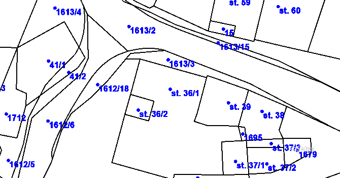 Parcela st. 36/1 v KÚ Tisová u Tachova, Katastrální mapa