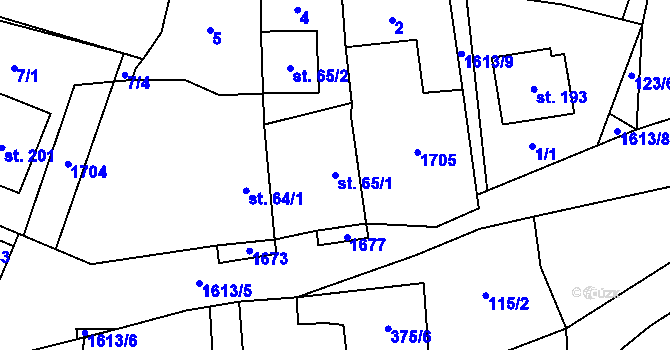 Parcela st. 65/1 v KÚ Tisová u Tachova, Katastrální mapa