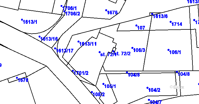 Parcela st. 72/1 v KÚ Tisová u Tachova, Katastrální mapa