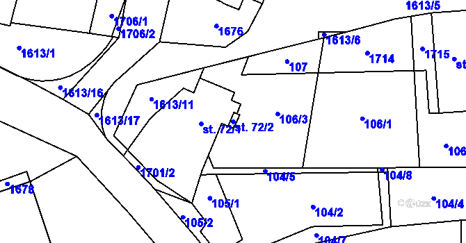 Parcela st. 72/2 v KÚ Tisová u Tachova, Katastrální mapa