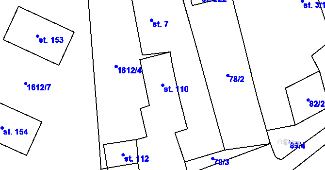 Parcela st. 110 v KÚ Tisová u Tachova, Katastrální mapa