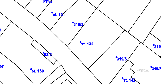 Parcela st. 132 v KÚ Tisová u Tachova, Katastrální mapa