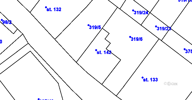 Parcela st. 142 v KÚ Tisová u Tachova, Katastrální mapa