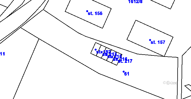 Parcela st. 192 v KÚ Tisová u Tachova, Katastrální mapa