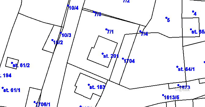 Parcela st. 201 v KÚ Tisová u Tachova, Katastrální mapa