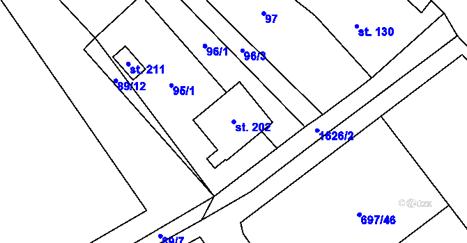 Parcela st. 202 v KÚ Tisová u Tachova, Katastrální mapa