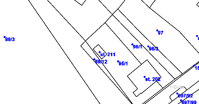 Parcela st. 211 v KÚ Tisová u Tachova, Katastrální mapa